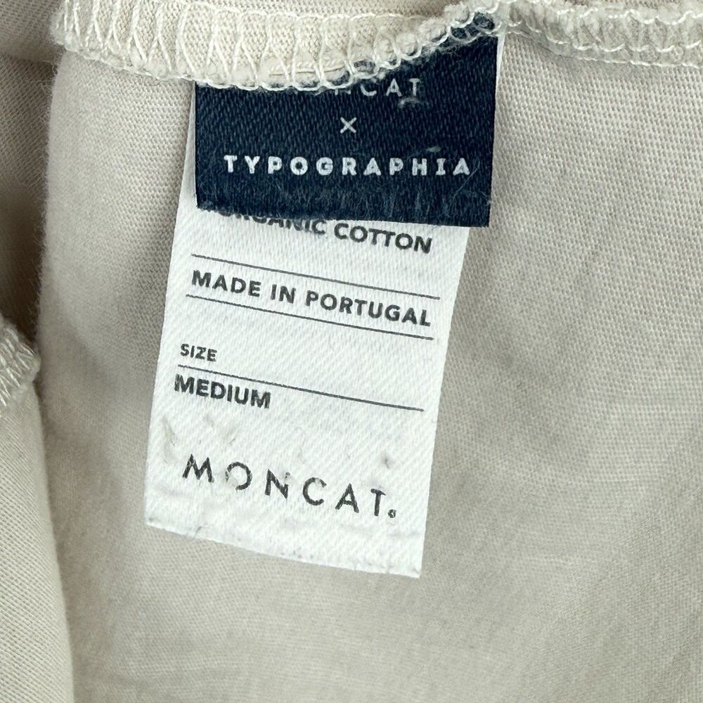 Moncat Typographia Women’s Graphic T-Shirt Size M Beige Organic Cotton - Picture 16 of 16